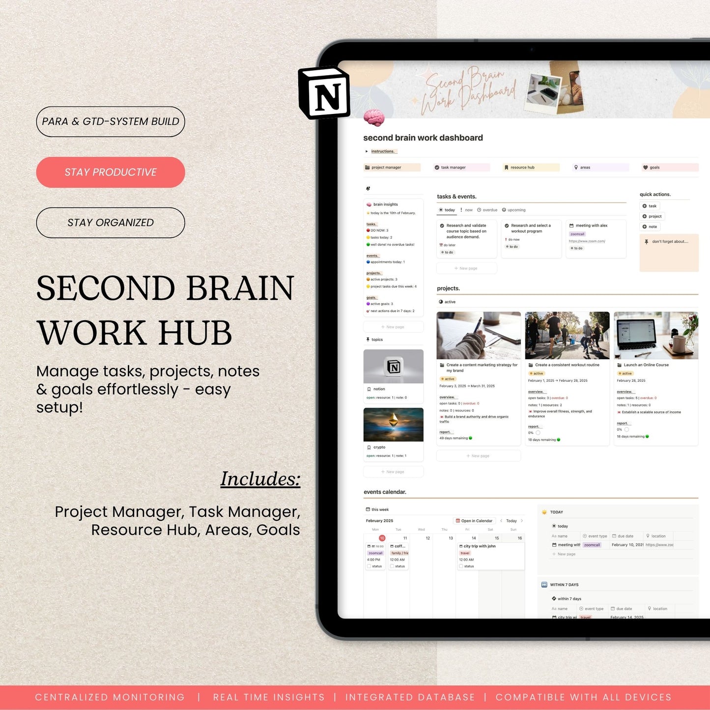Second Brain Work Dashboard Notion Template