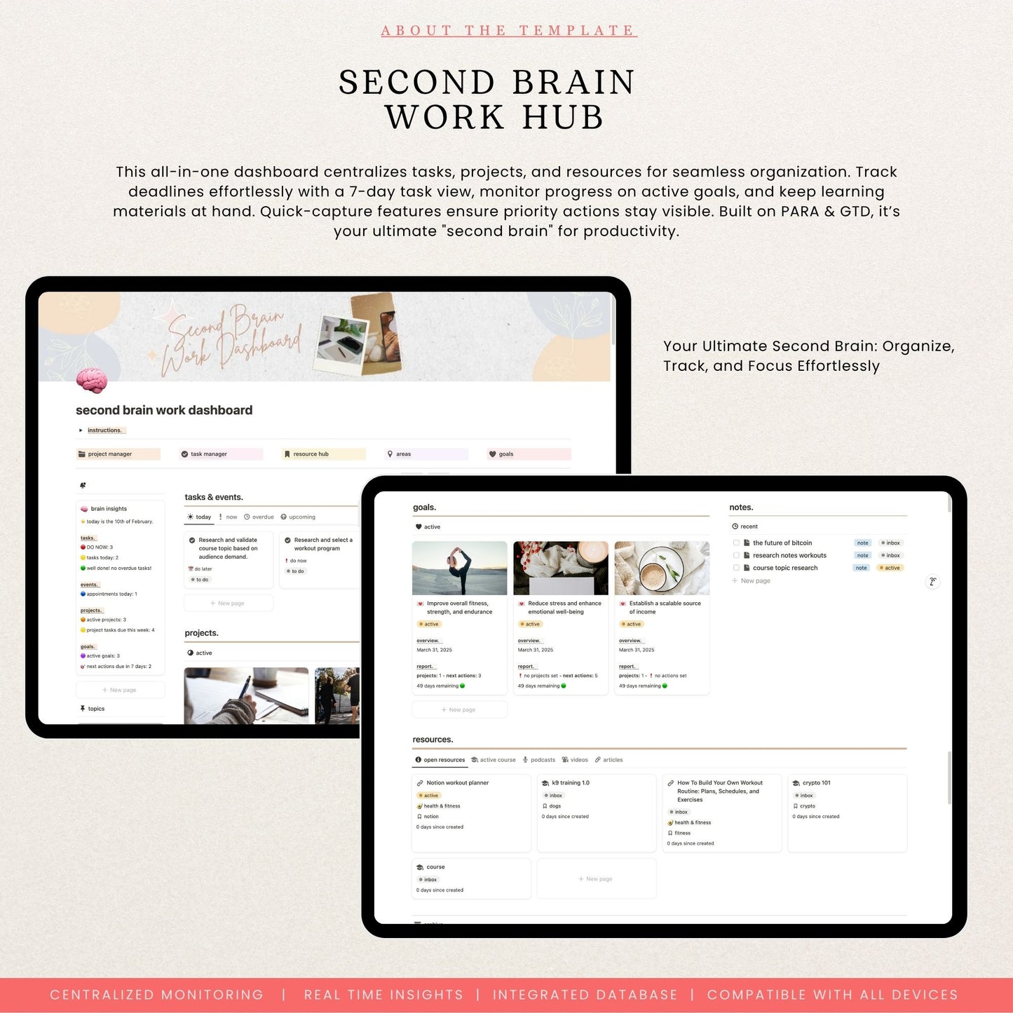 Second Brain Work Dashboard Notion Template