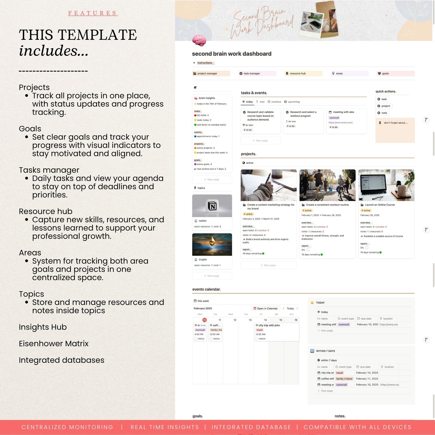 Second Brain Work Dashboard Notion Template