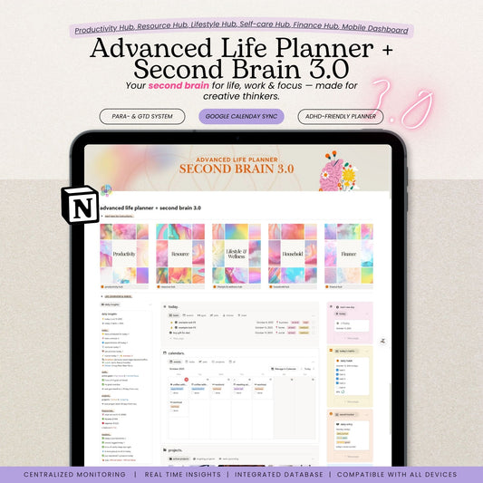 Advanced Notion Life Planner Template + Second Brain 3.0