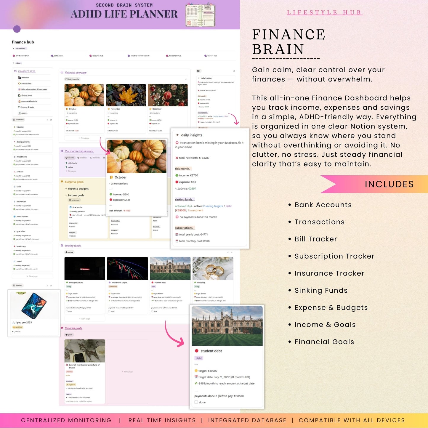 ADHD Notion Life Planner | Personal All-in-One Second Brain Template