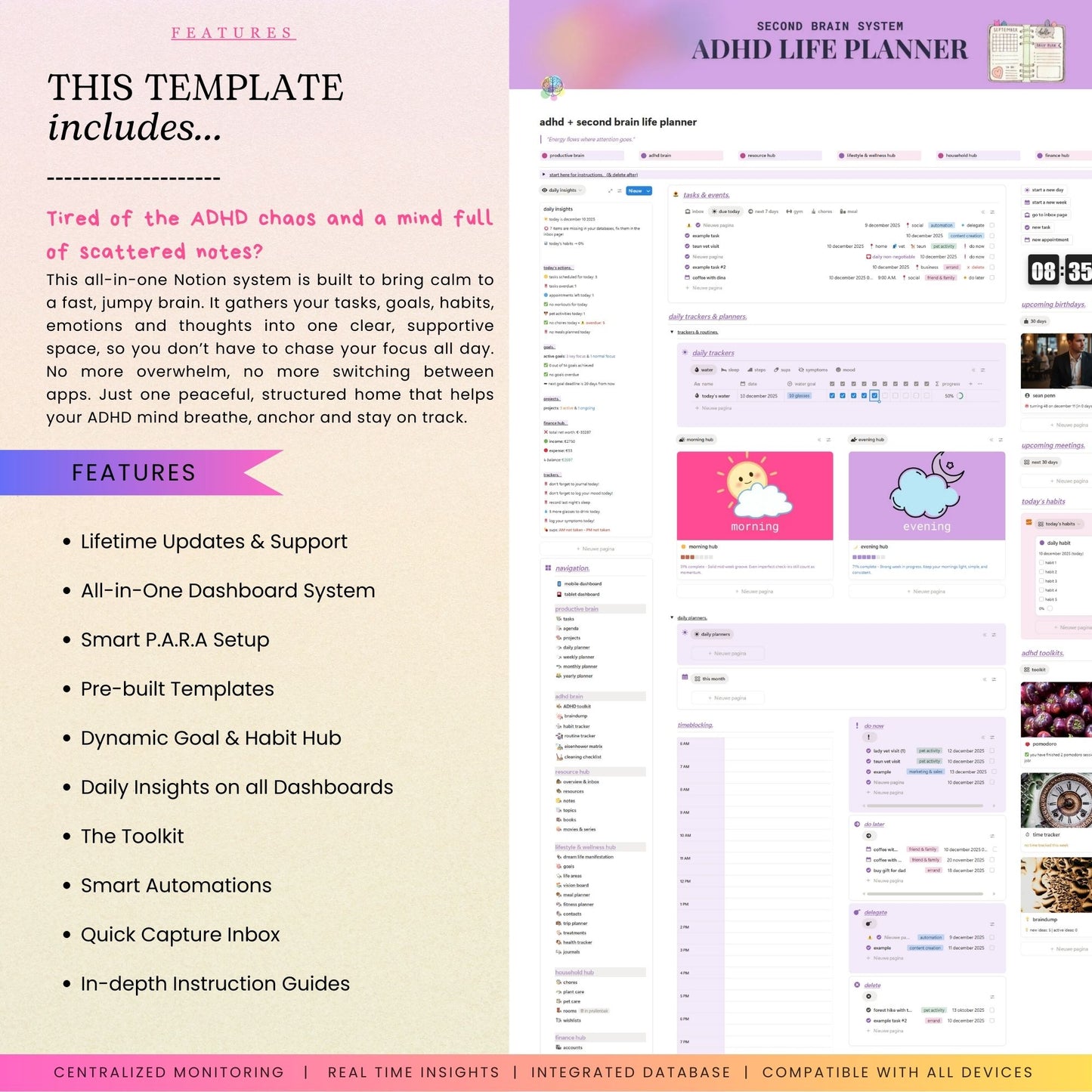 ADHD Notion Life Planner | Personal All-in-One Second Brain Template