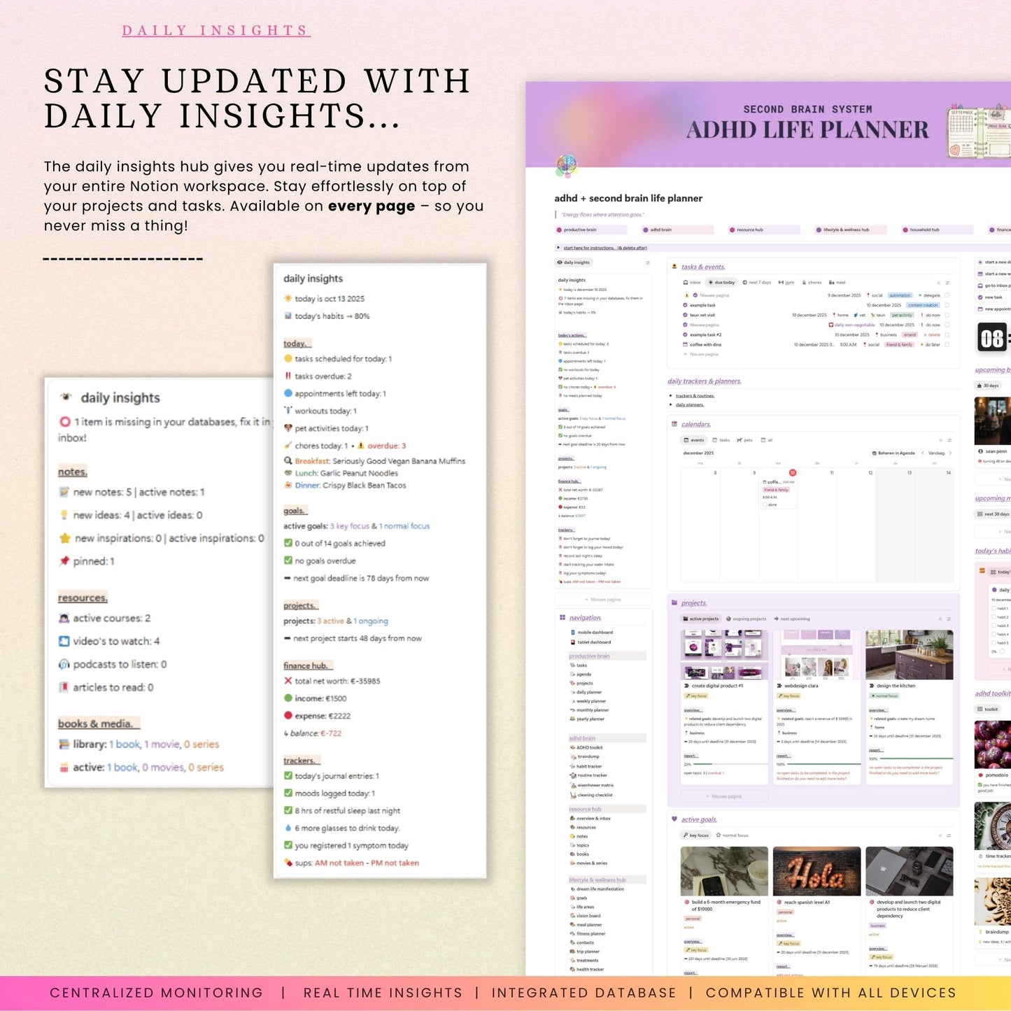ADHD Notion Life Planner | Personal All-in-One Second Brain Template