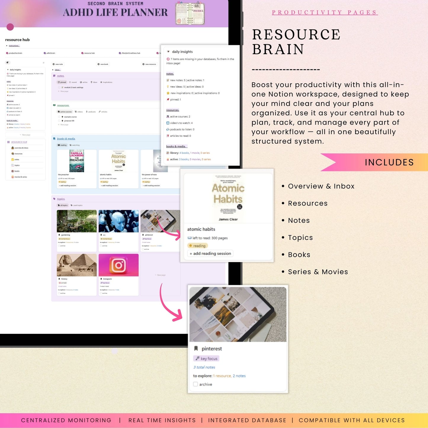 ADHD Notion Life Planner | Personal All-in-One Second Brain Template
