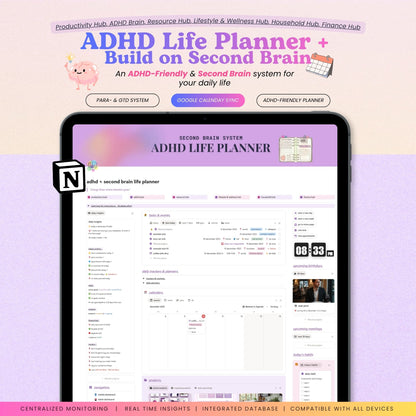 ADHD Notion Life Planner | Personal All-in-One Second Brain Template