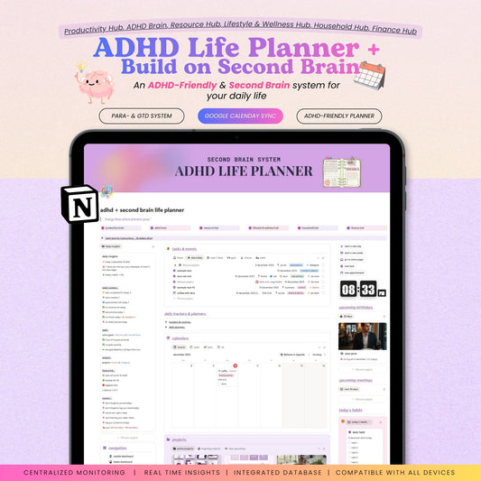 ADHD Notion Life Planner | Personal All-in-One Second Brain Template