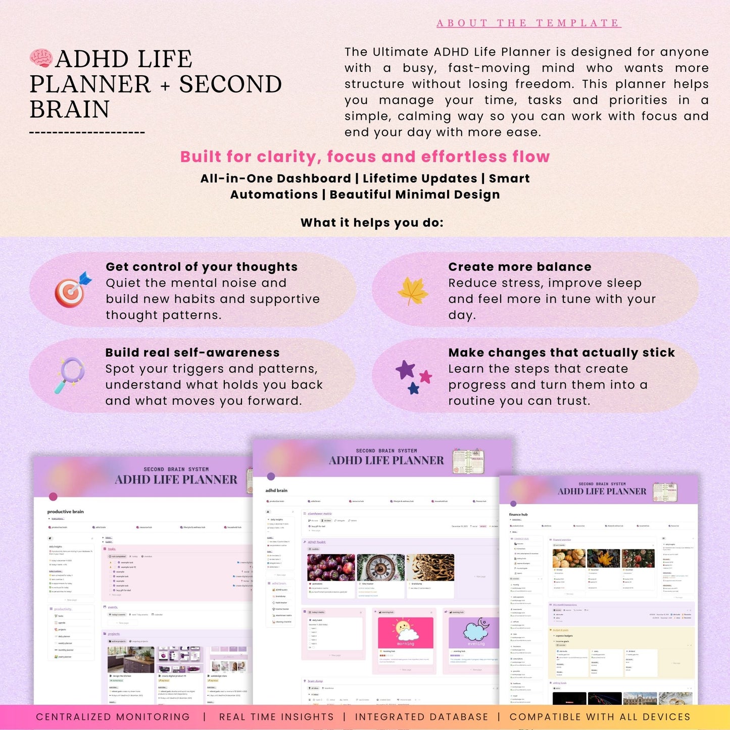 ADHD Notion Life Planner | Personal All-in-One Second Brain Template