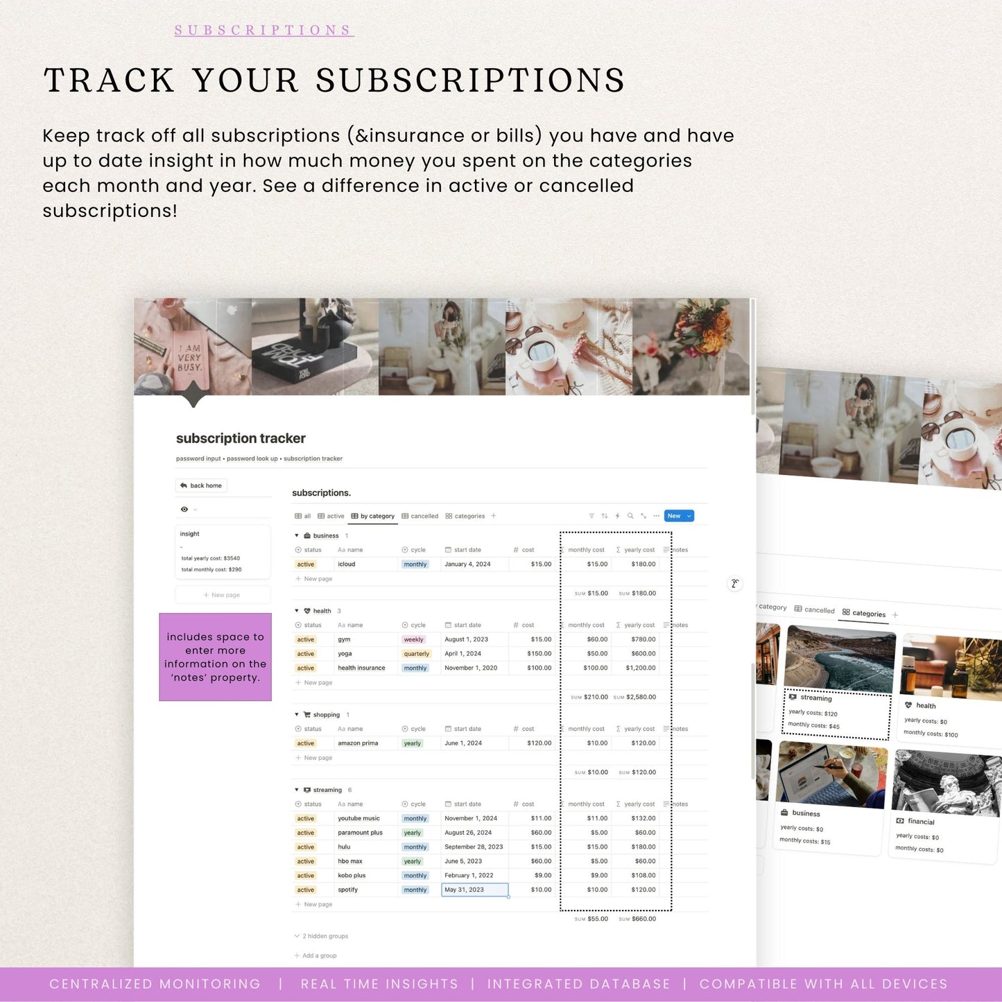 Notion Subscription Tracker & Password Tracker Template