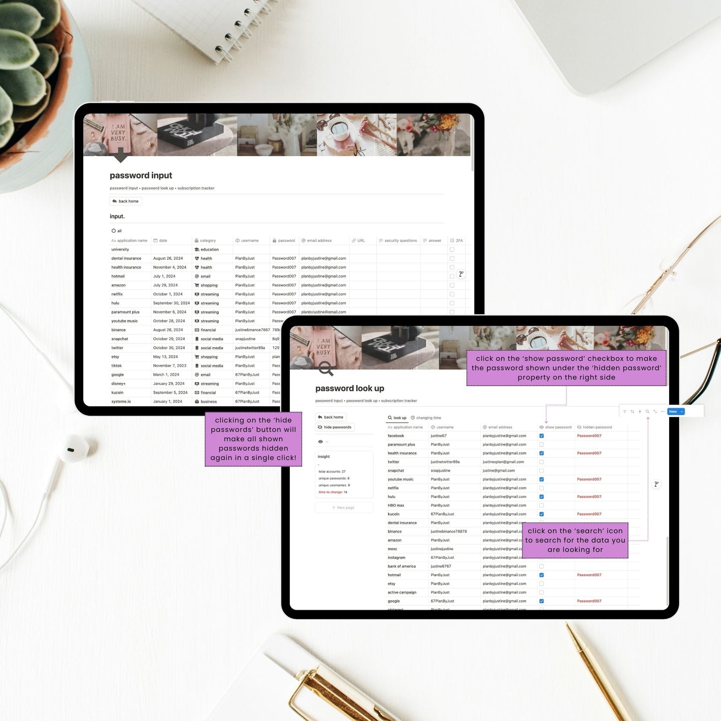 Notion Subscription Tracker & Password Tracker Template