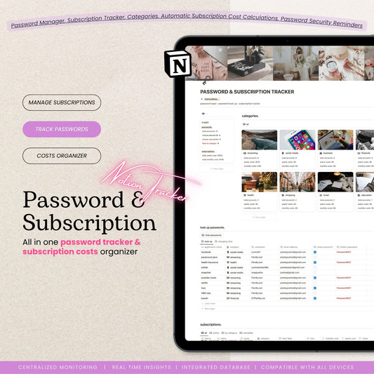 Notion Subscription Tracker & Password Tracker Template