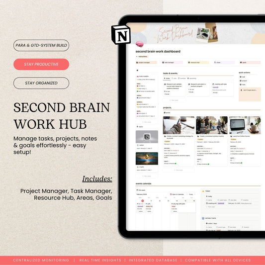 Second Brain Work Dashboard Notion Template