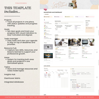 Second Brain Work Dashboard Notion Template